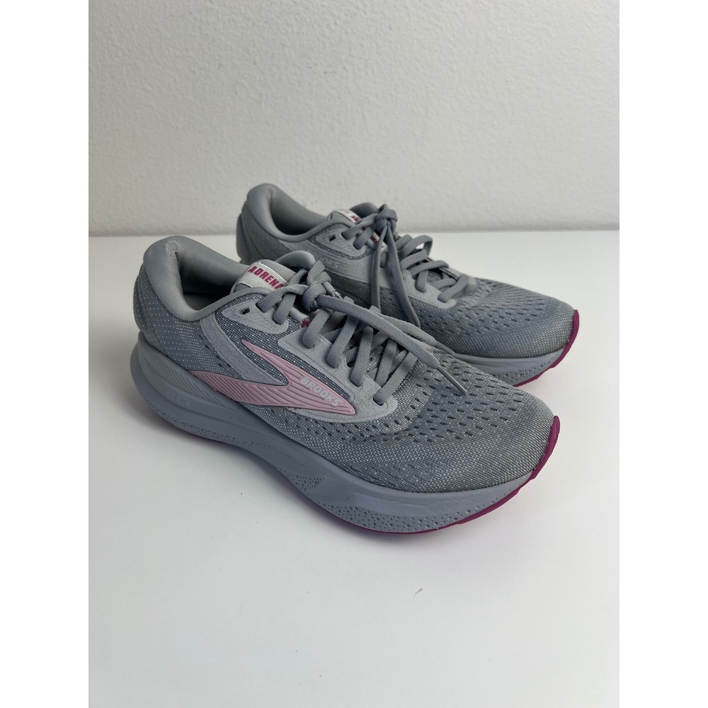 Brooks Adrenaline GTS 24 US 7.5 Gray Pink Running Shoes Support Sneakers Travel
